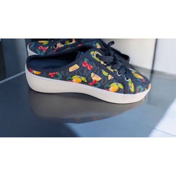 Michael Kors Poppy Fruit Print Logo Slip-On Sneaker Size 7 Navy Multi (EUC) - Picture 11 of 13